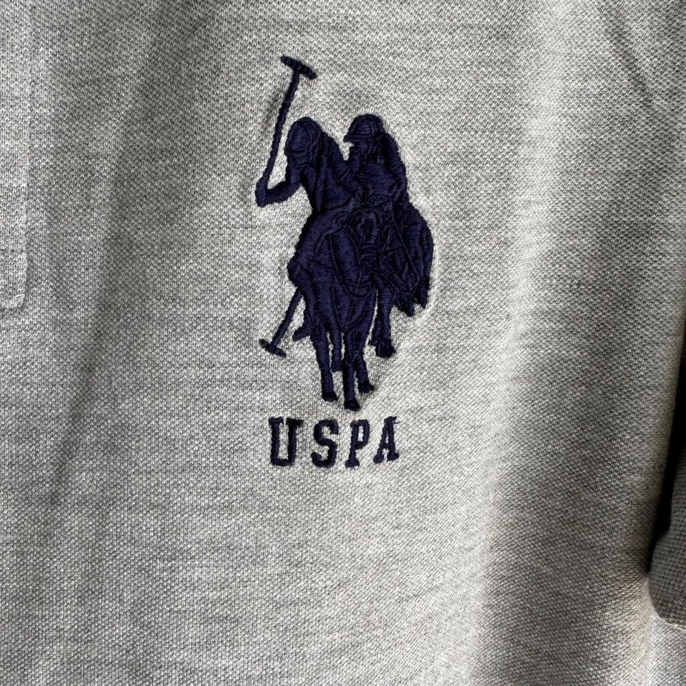 U.S. POLO ASSN. Regular‎ Fit Heather Gray Player 3 Mens Polo, M - Picture 4 of 5